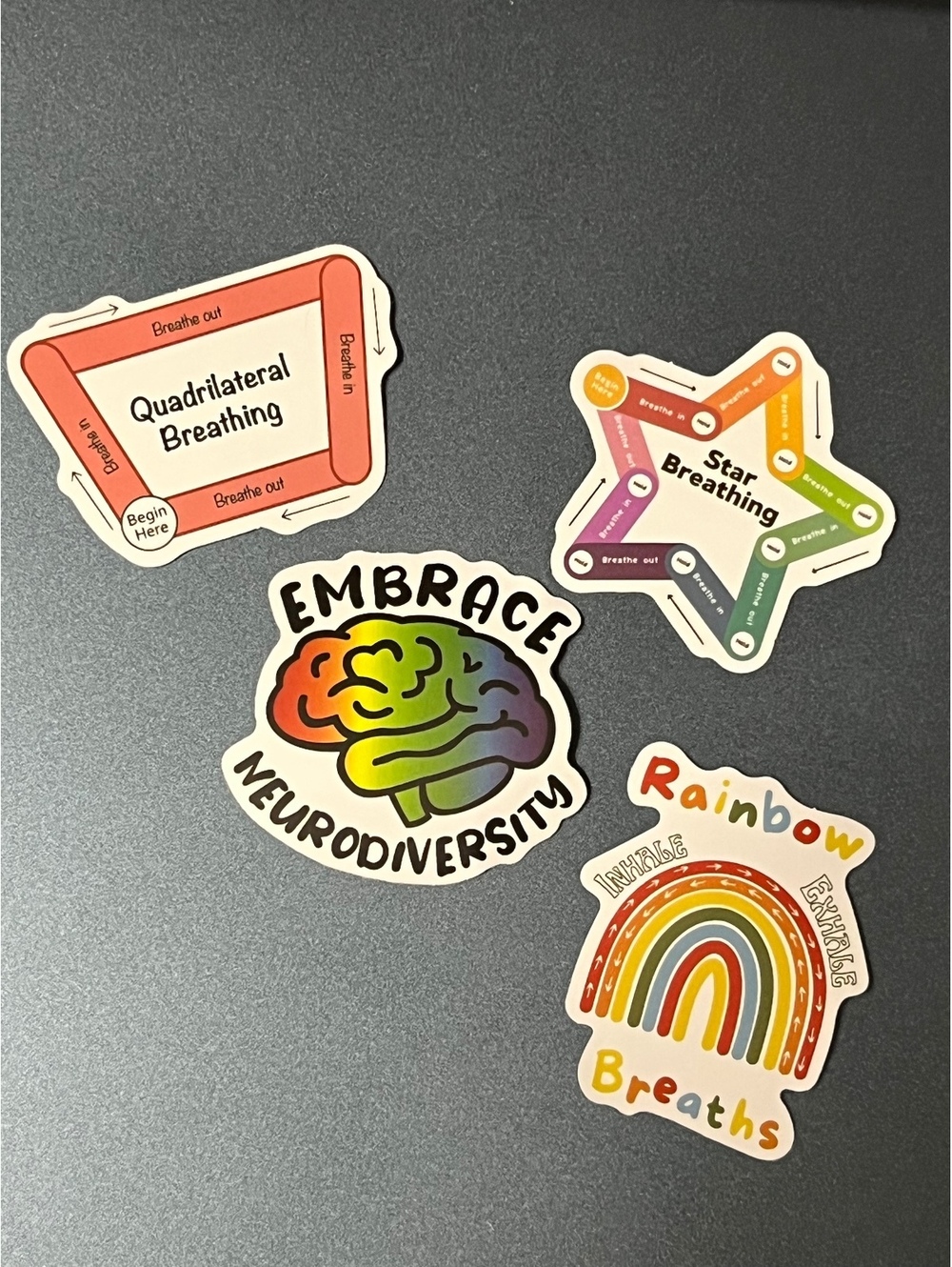 Colorful Neurodiversity & Breathing Technique Sticker Set